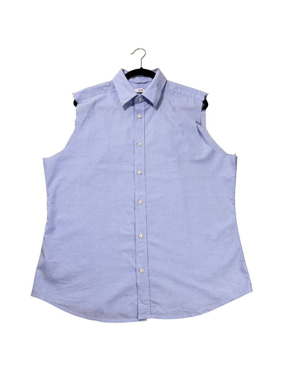 MNG Mango Men Light Blue Sleeveless Oxford Button Up Shirt 100% Cotton Size L NW